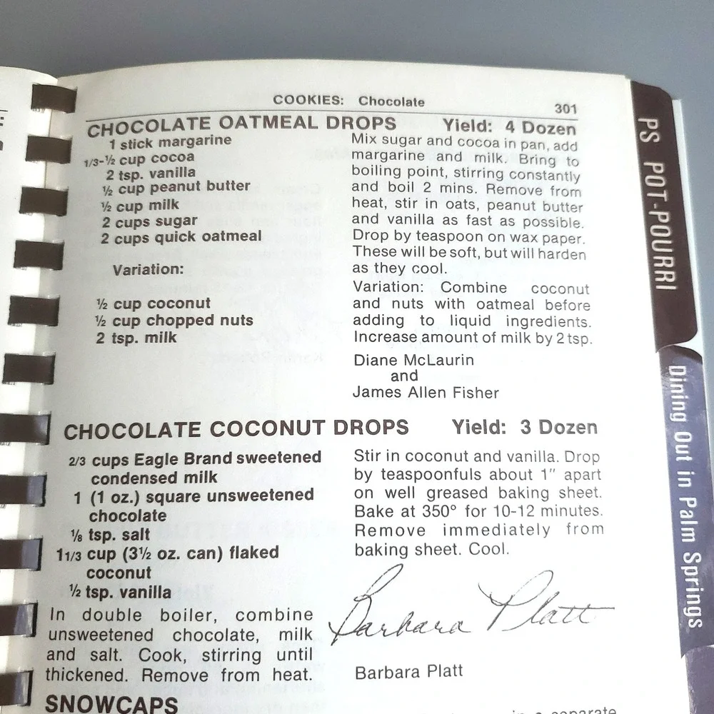 Vintage 1982 Spiral A Taste of Palm Springs Cookbook CA Desert Celebrities‎ Post